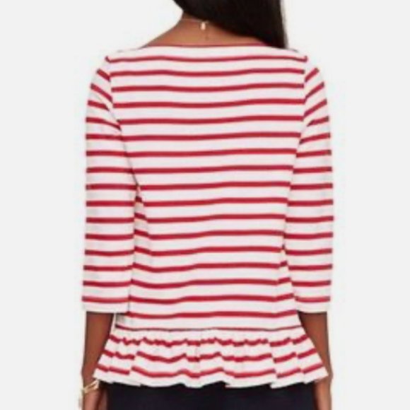 Kate Spade 3/4 Sleeve Striped Sailor Top Red Size XS - Picture 2 of 9
